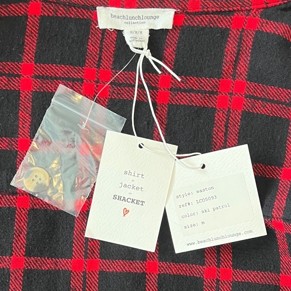 NWT beachlunchlounge Heavy Flannel Easton Shacket in Ski Patrol Plaid - Picture 9 of 11